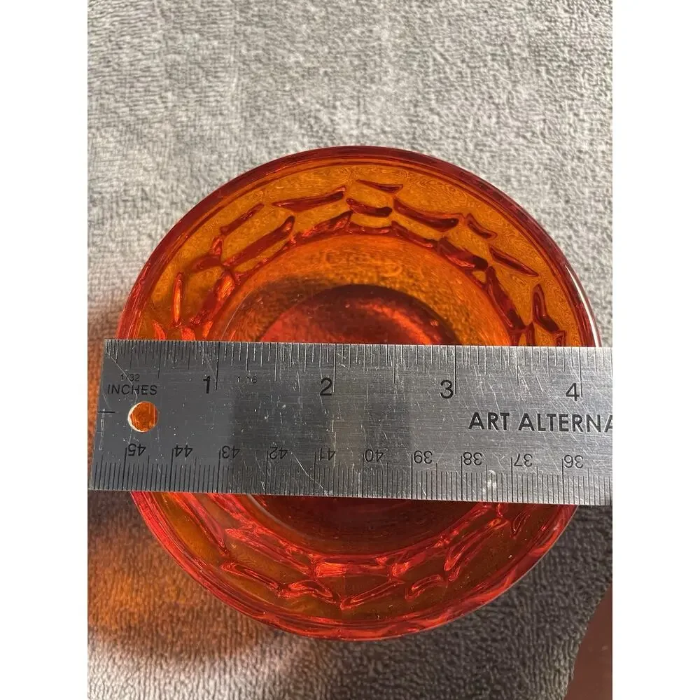 Vintage Diamond Thumbprint pattern Viking glass Amberina bowl